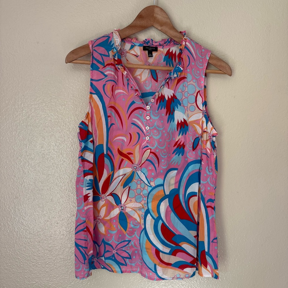 ❇️Talbots Pink and Blue Floral Sleeveless Blouse 2 for $22❇️